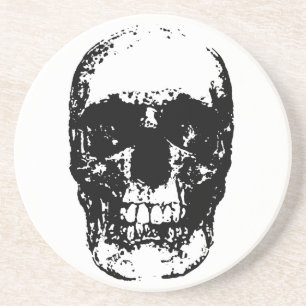 Black & White Pop Art Skull Drink Coaster