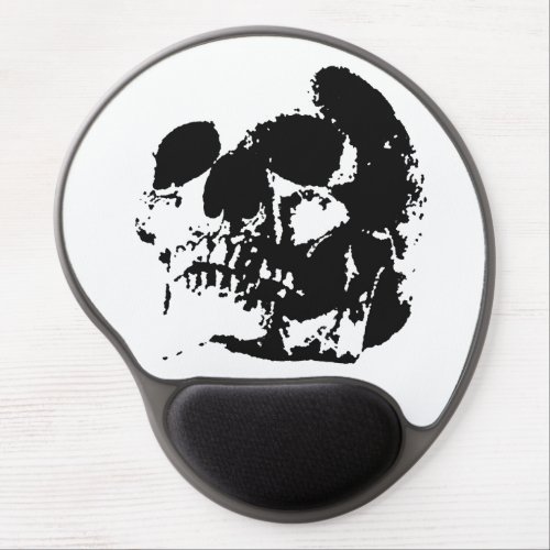Black  White Pop Art Skull Gel Mousepad