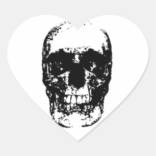 Black & White Pop Art Skull Heart Sticker