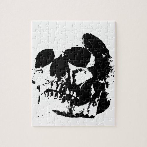 Black  White Pop Art Skull Jigsaw Puzzle