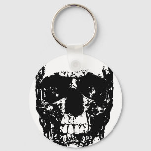Black & White Pop Art Skull Keychain