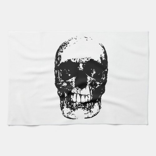 Black  White Pop Art Skull Kitchen Towel