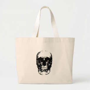 Black & White Pop Art Skull Large Tote Bag