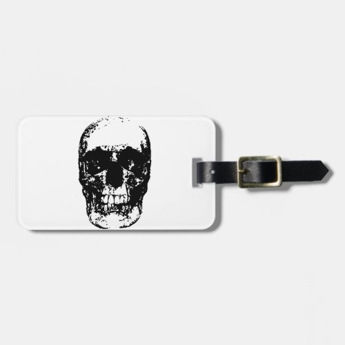 Black  White Pop Art Skull Luggage Tag