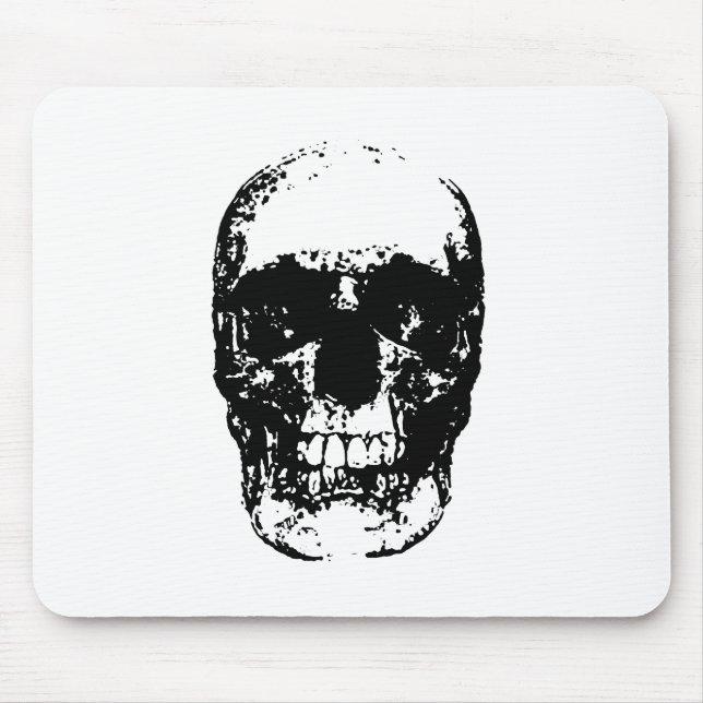 Black & White Pop Art Skull Mouse Pad (Front)
