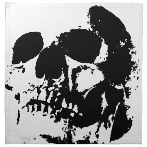 Black  White Pop Art Skull Napkin