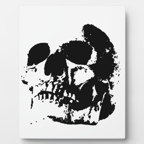 Black  White Pop Art Skull Plaque