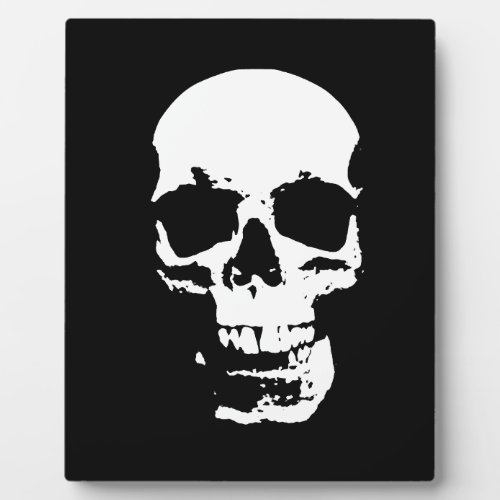 Black  White Pop Art Skull Plaque