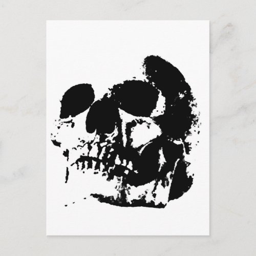 Black  White Pop Art Skull Postcard