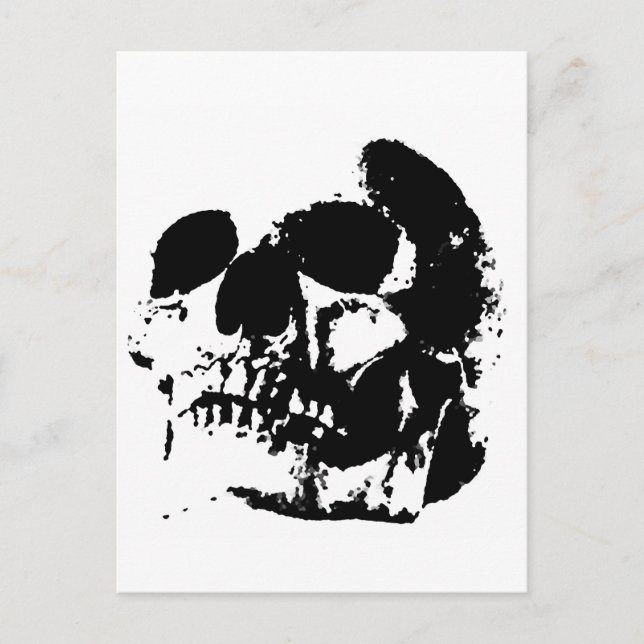 Black & White Pop Art Skull Postcard (Front)