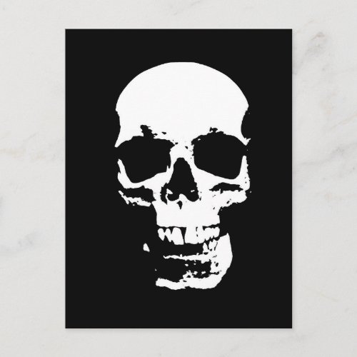 Black  White Pop Art Skull Postcard