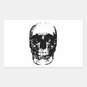 Black & White Pop Art Skull Rectangular Sticker