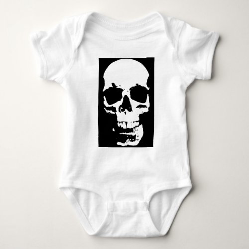 Black  White Pop Art Skull Stylish Cool Baby Bodysuit