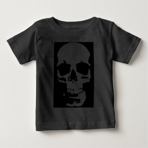 Black  White Pop Art Skull Stylish Cool Baby T_Shirt