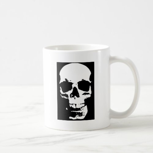 Black  White Pop Art Skull Stylish Cool Coffee Mug