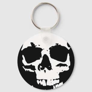 Black & White Pop Art Skull Stylish Cool Keychain