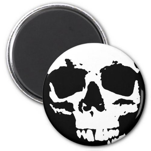 Black  White Pop Art Skull Stylish Cool Magnet