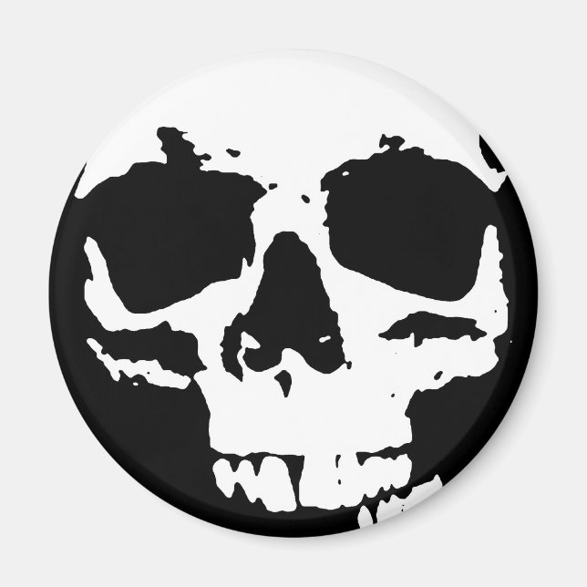 Black & White Pop Art Skull Stylish Cool Magnet (Front)