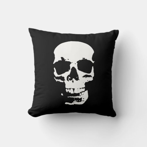Black  White Pop Art Skull Stylish Cool Metal Throw Pillow