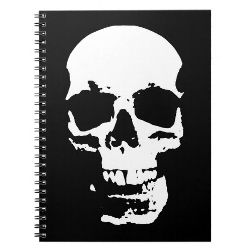 Black  White Pop Art Skull Stylish Cool Notebook