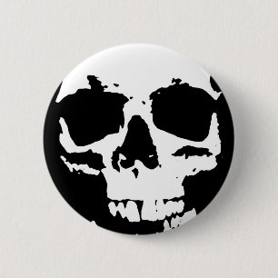 Black & White Pop Art Skull Stylish Cool Pinback Button