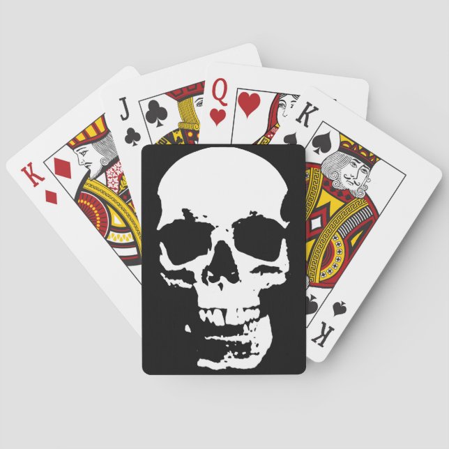 Black & White Pop Art Skull Stylish Cool Poker Cards (Back)