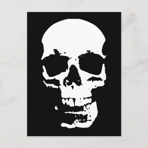 Black  White Pop Art Skull Stylish Cool Postcard