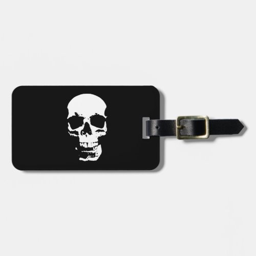 Black  White Pop Art Skull Travel Bag Tag