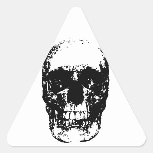 Black  White Pop Art Skull Triangle Sticker