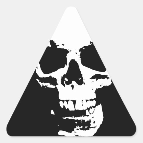 Black  White Pop Art Skull Triangle Sticker