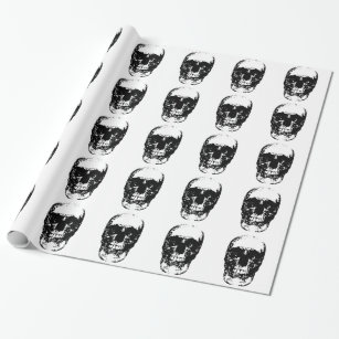 Black & White Pop Art Skull Wrapping Paper