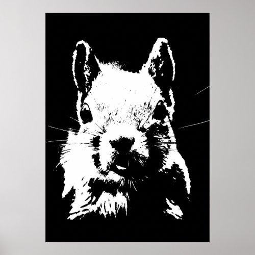 Black White Pop Art Squirrel Poster