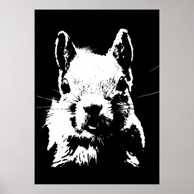 Black White Pop Art Squirrel Poster (Front)
