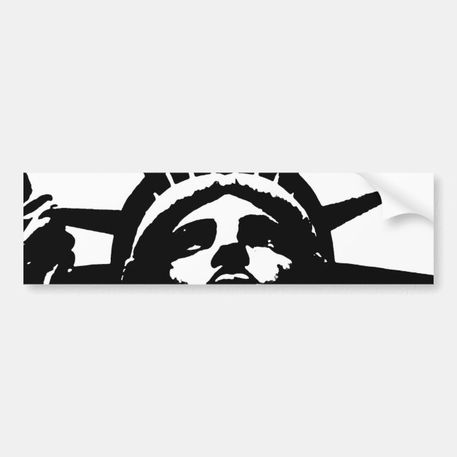 Black & White Pop Art Statue of Liberty Bumper Sticker (Front)