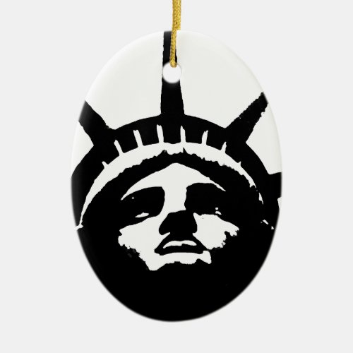 Black  White Pop Art Statue of Liberty Ceramic Ornament