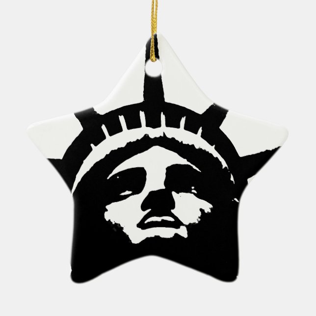 Black & White Pop Art Statue of Liberty Ceramic Ornament (Front)