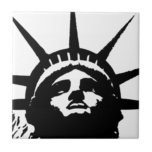 Black  White Pop Art Statue of Liberty Ceramic Tile