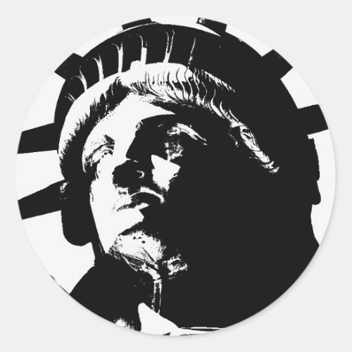 Black  White Pop Art Statue of Liberty Classic Round Sticker