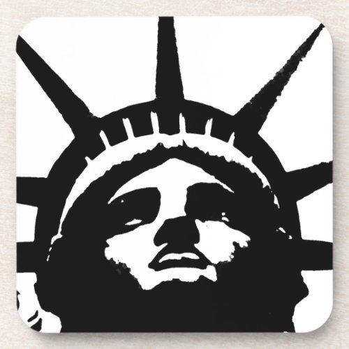 Black  White Pop Art Statue of Liberty Coaster