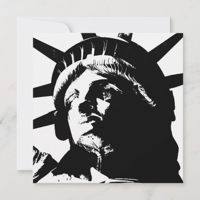 Black & White Pop Art Statue of Liberty Invitation (Front)