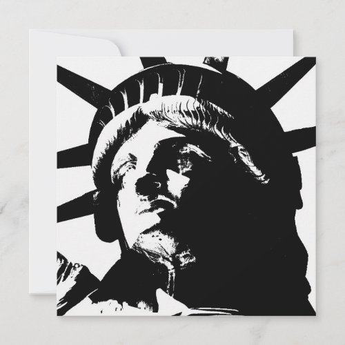 Black  White Pop Art Statue of Liberty Invitation
