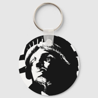 Black & White Pop Art Statue of Liberty Keychain