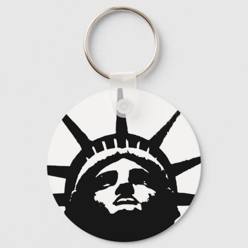 Black  White Pop Art Statue of Liberty Keychain