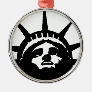 Black & White Pop Art Statue of Liberty Metal Ornament