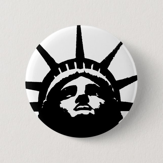 Black & White Pop Art Statue of Liberty Pinback Button (Front)