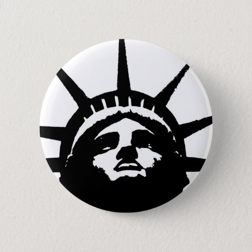 Black  White Pop Art Statue of Liberty Pinback Button