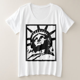 Black & White Pop Art Statue of Liberty Plus Size T-Shirt