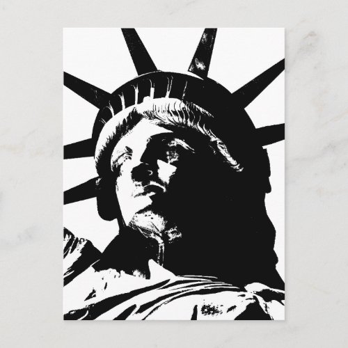Black  White Pop Art Statue of Liberty Postcard