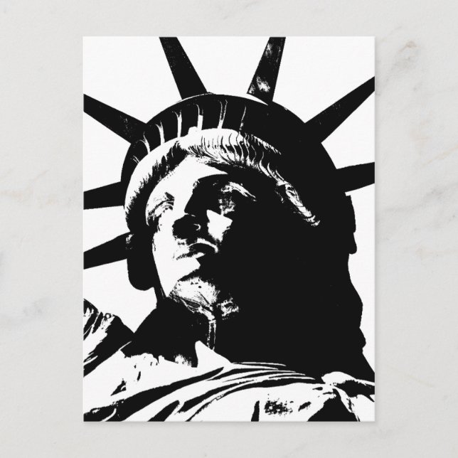 Black & White Pop Art Statue of Liberty Postcard (Front)