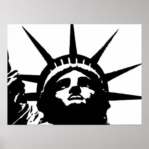 Black  White Pop Art Statue of Liberty Poster